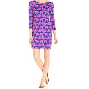 Lilly Pulitzer Marlow Tusk in the sun blue pink shift 100% cotton dress Sz XXS